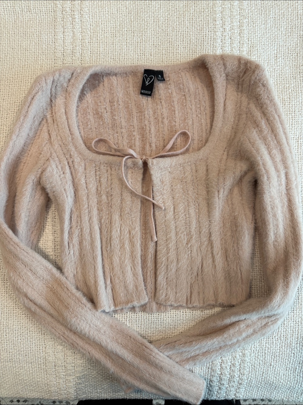 Windsor Tie-Front Cropped Cardigan - Blush Pink